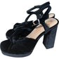 Black Velvet Platform High Heels - Knot Design - Size UK 6