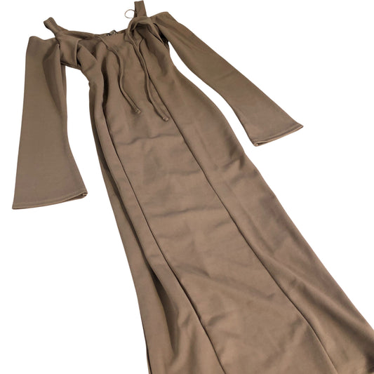 River Island Off The Shoulder Long Sleeve Dress Women's Dark Beige