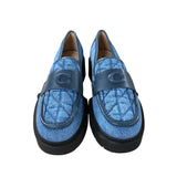 Coach Denim Loafers UK 4 Women's Platform Casual Blue Quilted Style