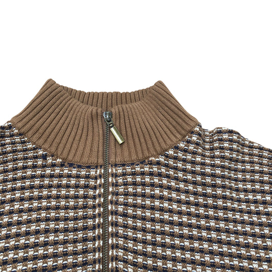 Tuck Stitch Funnel Neck Jumper Tan Multi Organic Cotton XXL