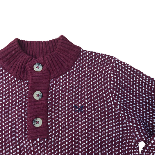 Crew Clothing Company Kids Sweater Maroon Button Up 10-11 Years