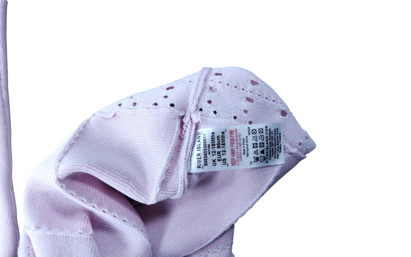 River Island Girls Pink Dress Age 12 Years Flower Detail Long Sleeve