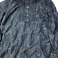 Lyocell Embroidered Dress Women's Long Sleeve Navy Blue