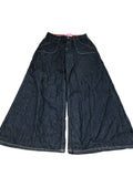 River Island Wide Leg Jeans Size 12 Women's Dark Blue Cotton Flared Trousers