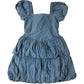 River Island Dress 7 Years Girls Blue Puff Sleeve Smocked Cotton Dress