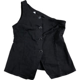 River Island Black Denim Button Front Crop Top UK14 Women's Stylish One Shoulder