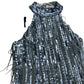 River Island UK8 Women's Silver Sequin Fringe Dress Sleeveless Party Wear