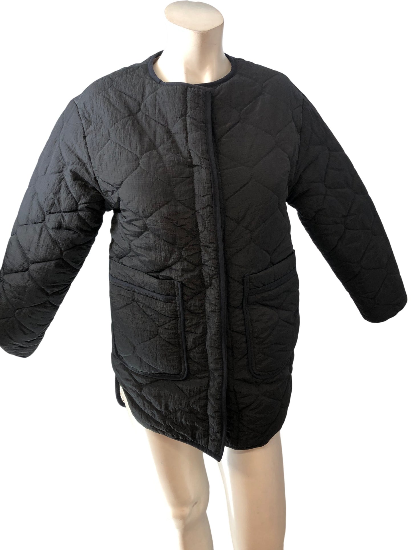 All Saints Quilted Puffer Jacket Gold UK12 Women's Outerwear Stylish Coat