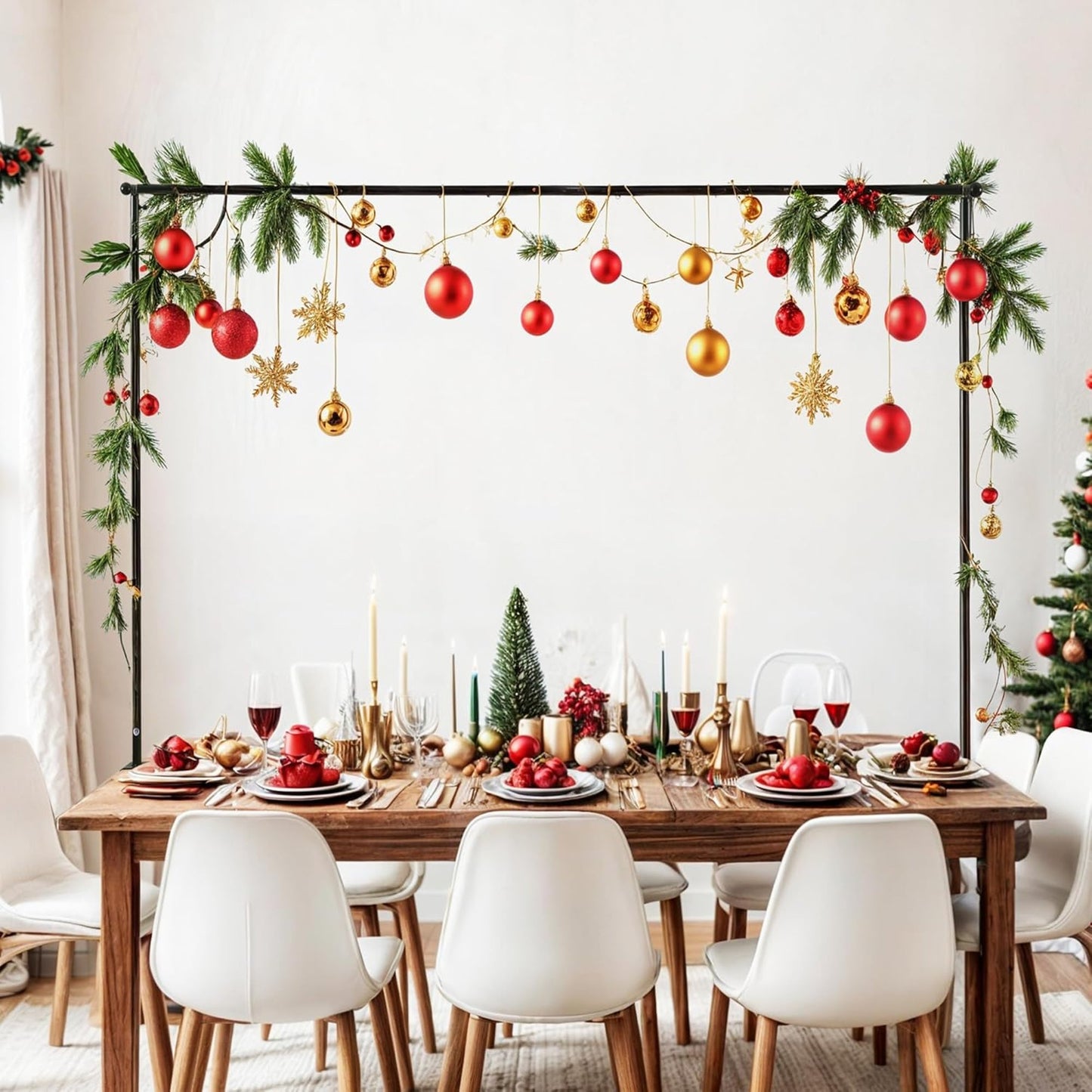 GOKOMAX Decorative Black Hanging Rod For Table 250cm Multi Purpose Banner Rod