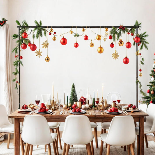 GOKOMAX Decorative Black Hanging Rod For Table 250cm Multi Purpose Banner Rod