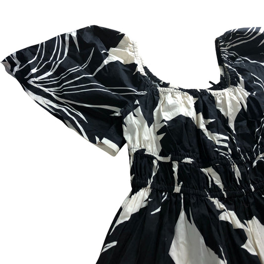 River Island UK8 Women's Dress Black and White Floral Maxi Style Cotton