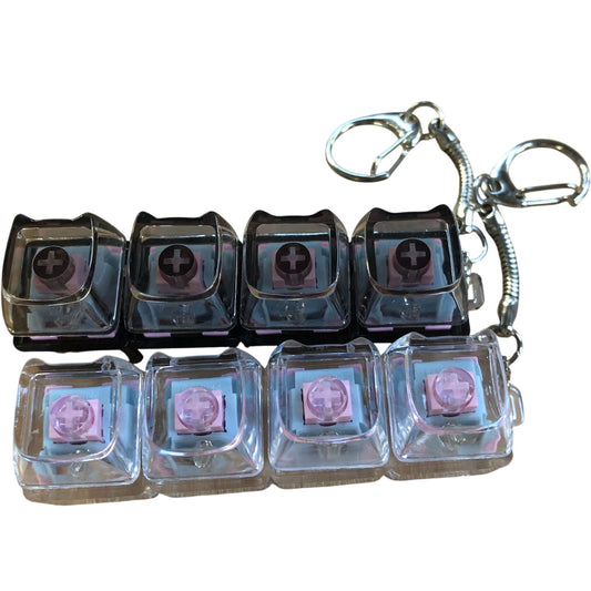 Light Up Fidget Keychain Set 2 Pcs Mechanical Keyboard Pink Blue Switch