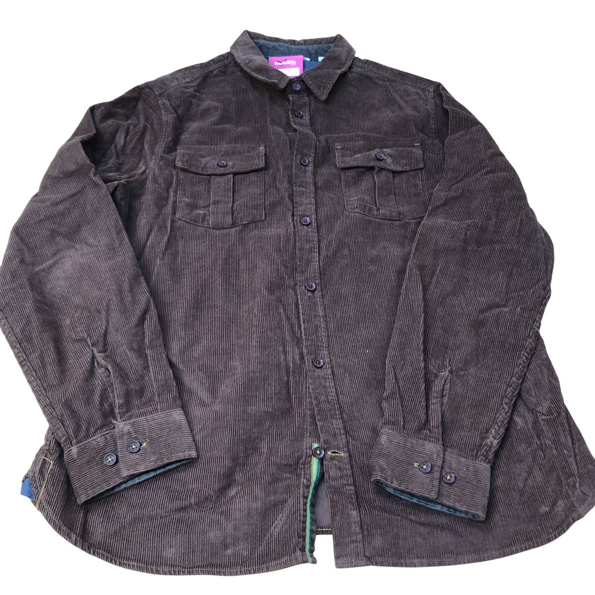 Casual Long Sleeve Shirt Men's Cotton Brown Corduroy Size XL