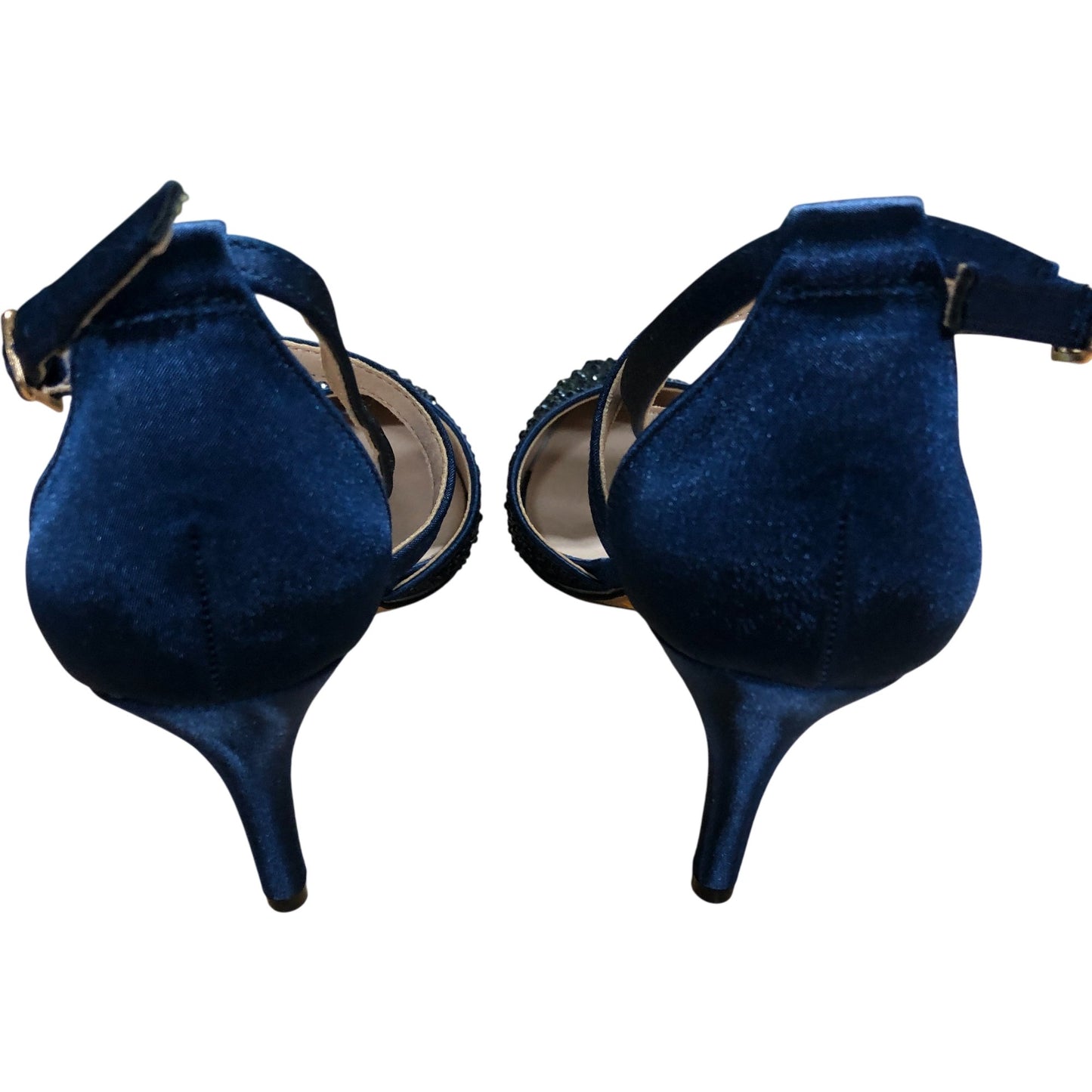 Ravel Strappy Heels UK4 Women's Navy Blue Sparkly Stiletto Shoes