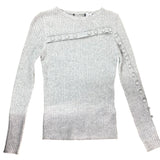 Branded Women's Light Grey Ribbed Knit Sweater UK Size 10 Long Sleeve