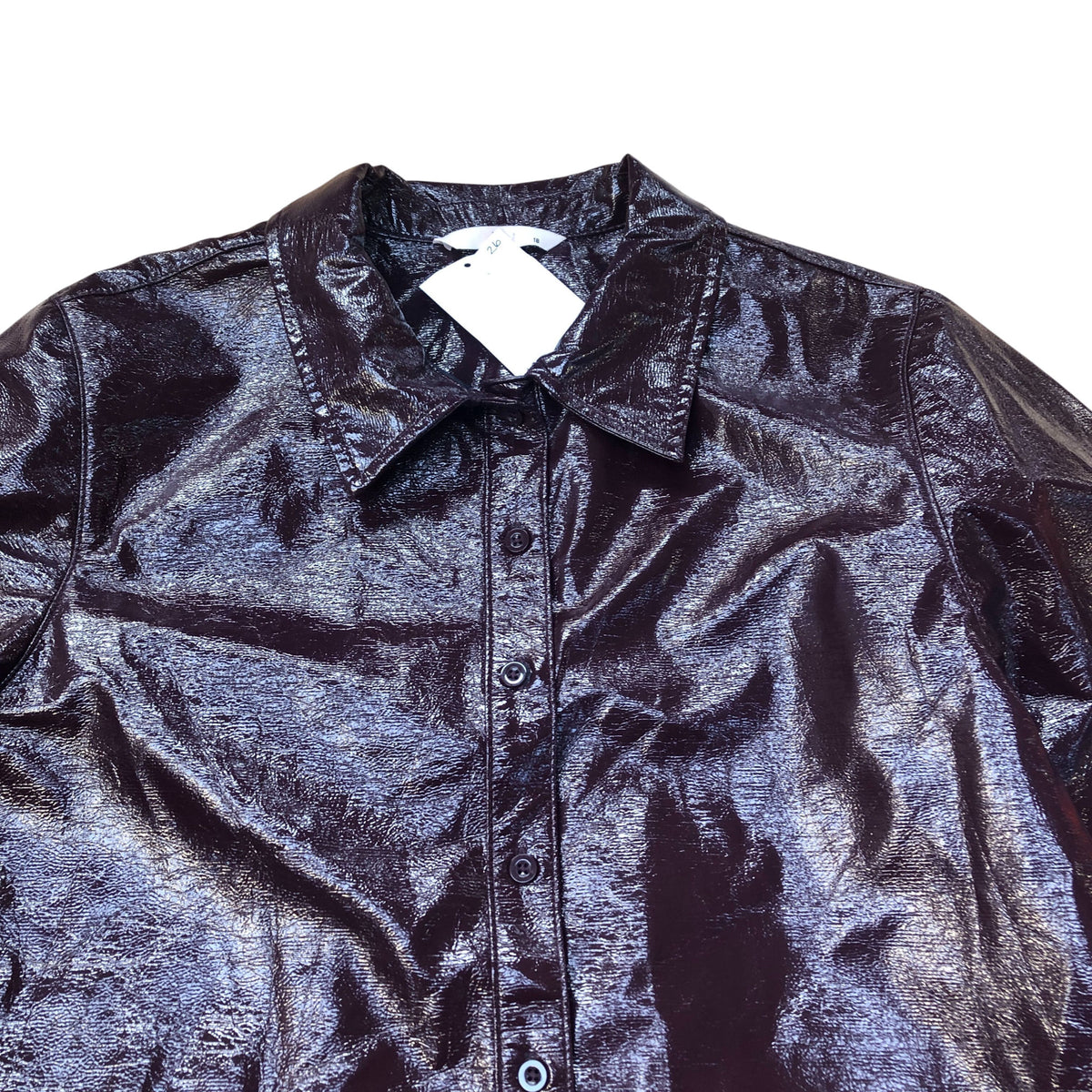 Shirt Women's Long Sleeve Burgundy Shiny Top UK18