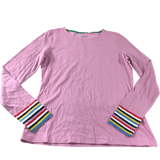 Pink Long Sleeve Striped Cuffed Top - Size 6