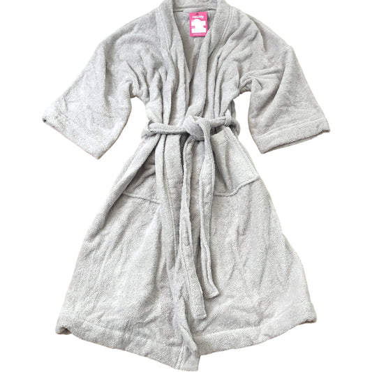 Short Grey Bathrobe Soft Cotton Comfortable Wrap Style Size L