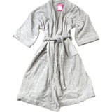 Short Grey Bathrobe Soft Cotton Comfortable Wrap Style Size L