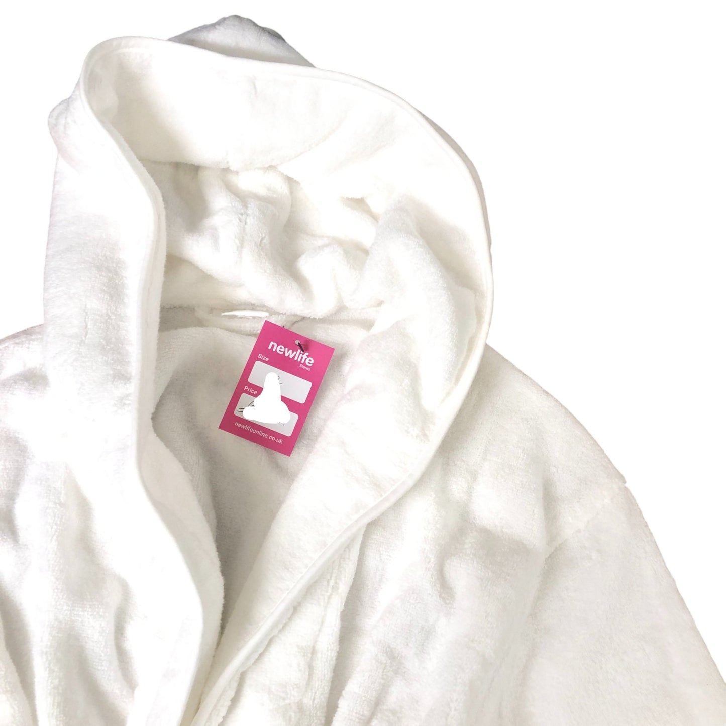 White Soft Cotton Hooded Long Sleeve Night Robe Size S