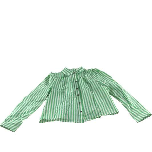 Green Stripe Button Up Shirt UK6 Women's Lightweight Casual Top