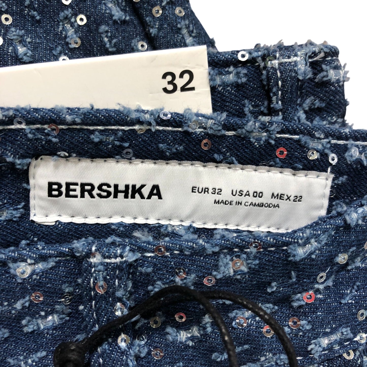 Bershka Sequin Wide Low Waist Jeans UK 4 Women's Stylish Denim Trousers