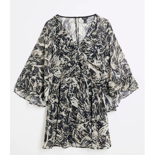 River Island Brown Abstract Cape Mini Dress - Size 8
