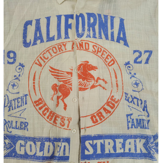 River Island California 1927 Golden Streak Shirt UK Large Short Sleeve