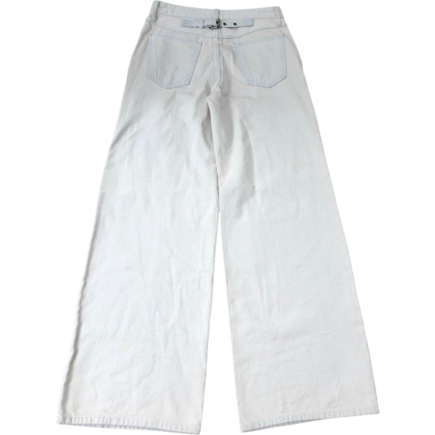 Zara Wide Leg Jeans UK 8 Tall Women's High Waisted Cotton Pale Blue
