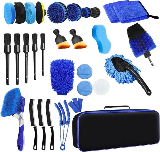 31 Piece Car Washing Tool Set Complete Cleaning Kit Blue Accessories
