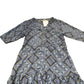 Midi Dress Women's Patterned V Neck Three Quarter Sleeve Casual UK8