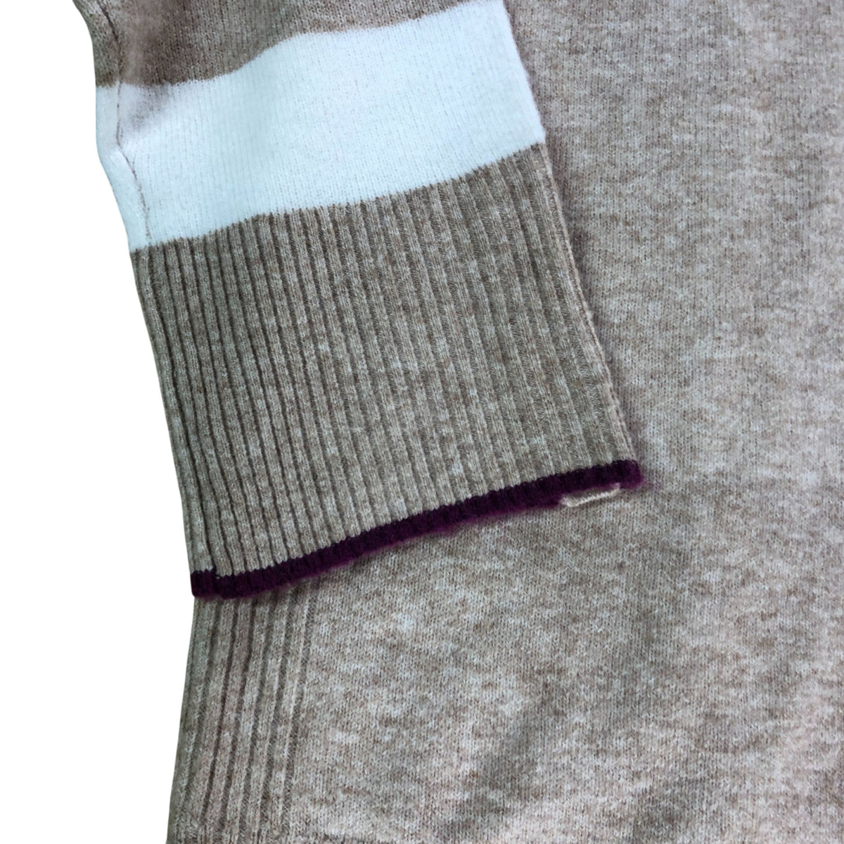 Waverly Jumper UK22 Women's Beige Striped High Neck Casual Sweater