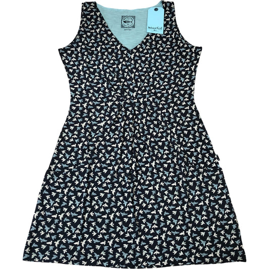 Weird Fish Indus Midnight Dress Size 10 Women's Floral Sleeveless V Neck