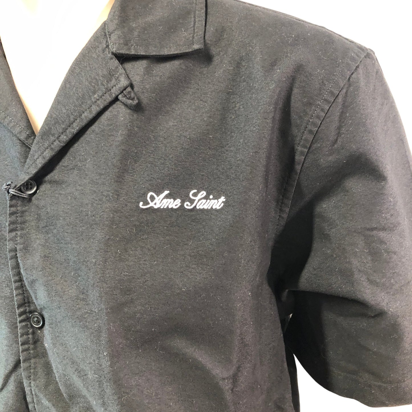 RIVER ISLAND Studios Button Up Short Sleeve Shirt M Men Black Casual Wear