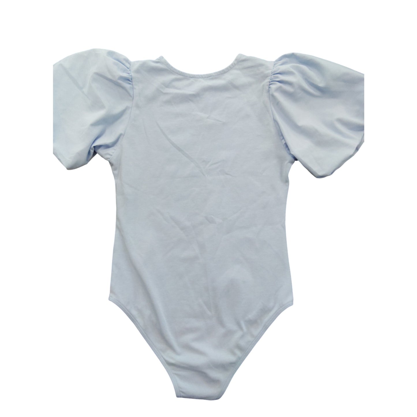 River Island Puff Sleeve Bodysuit 9-10 Years Women's Light Blue Cotton Blend Top