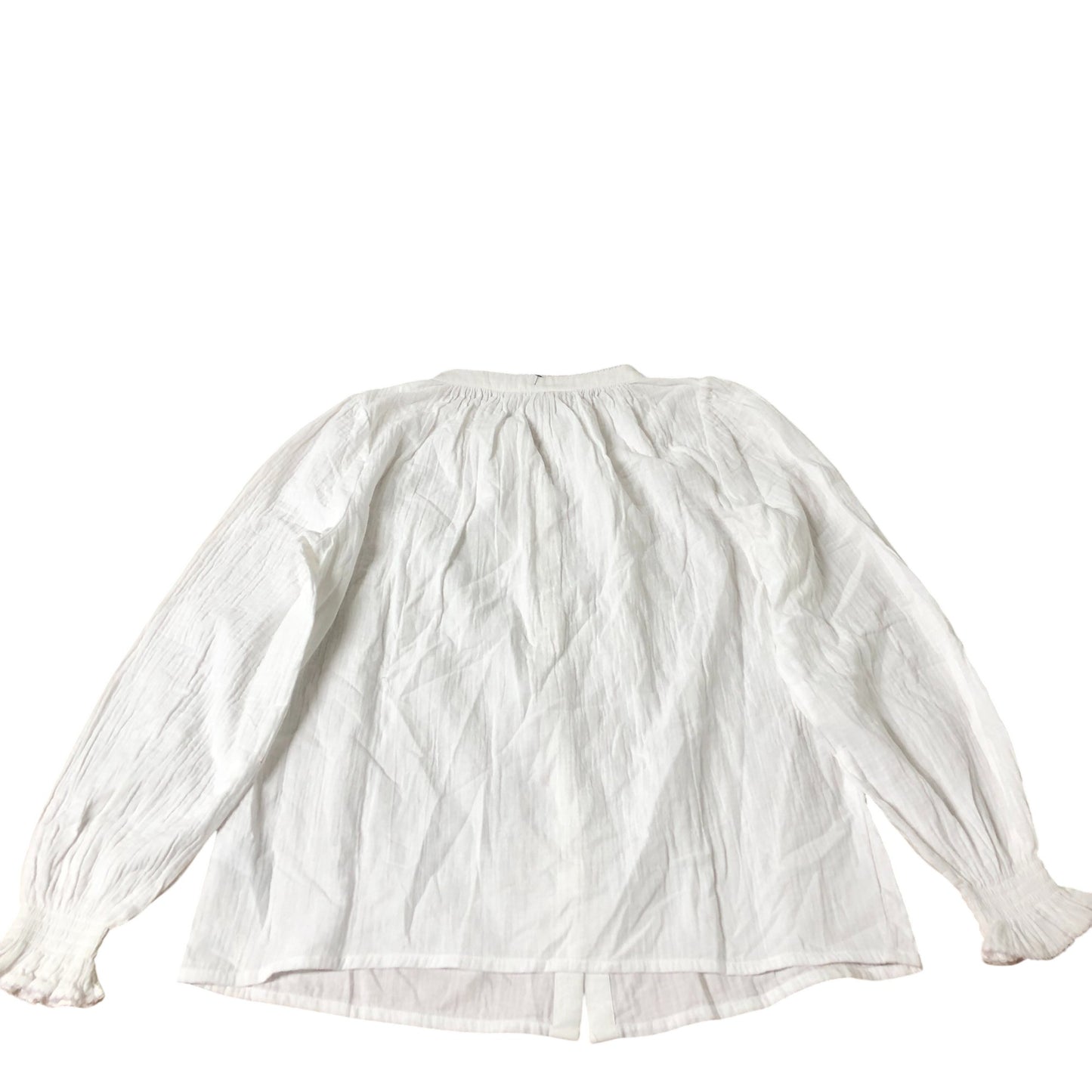 White Cotton Top Women's Button Front Long Sleeve Blouse UK12
