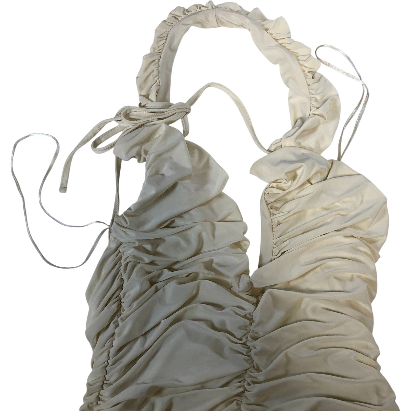 River Island Women's Cream Ruched Halter Neck Top Halter Style Small