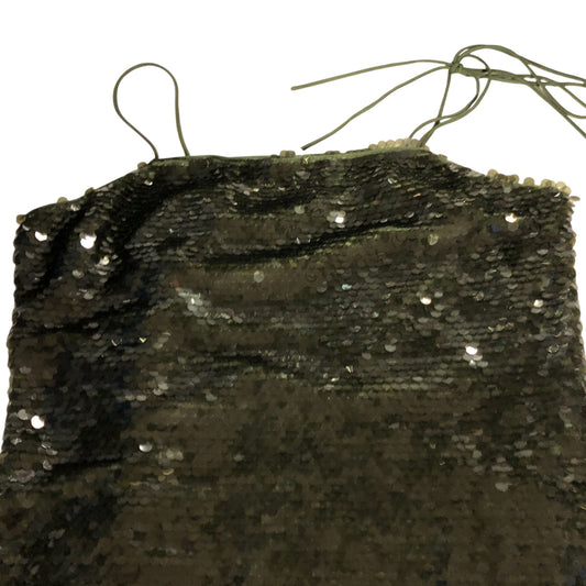 Sequin Dress UK12 Women's Sleeveless Evening Long Green