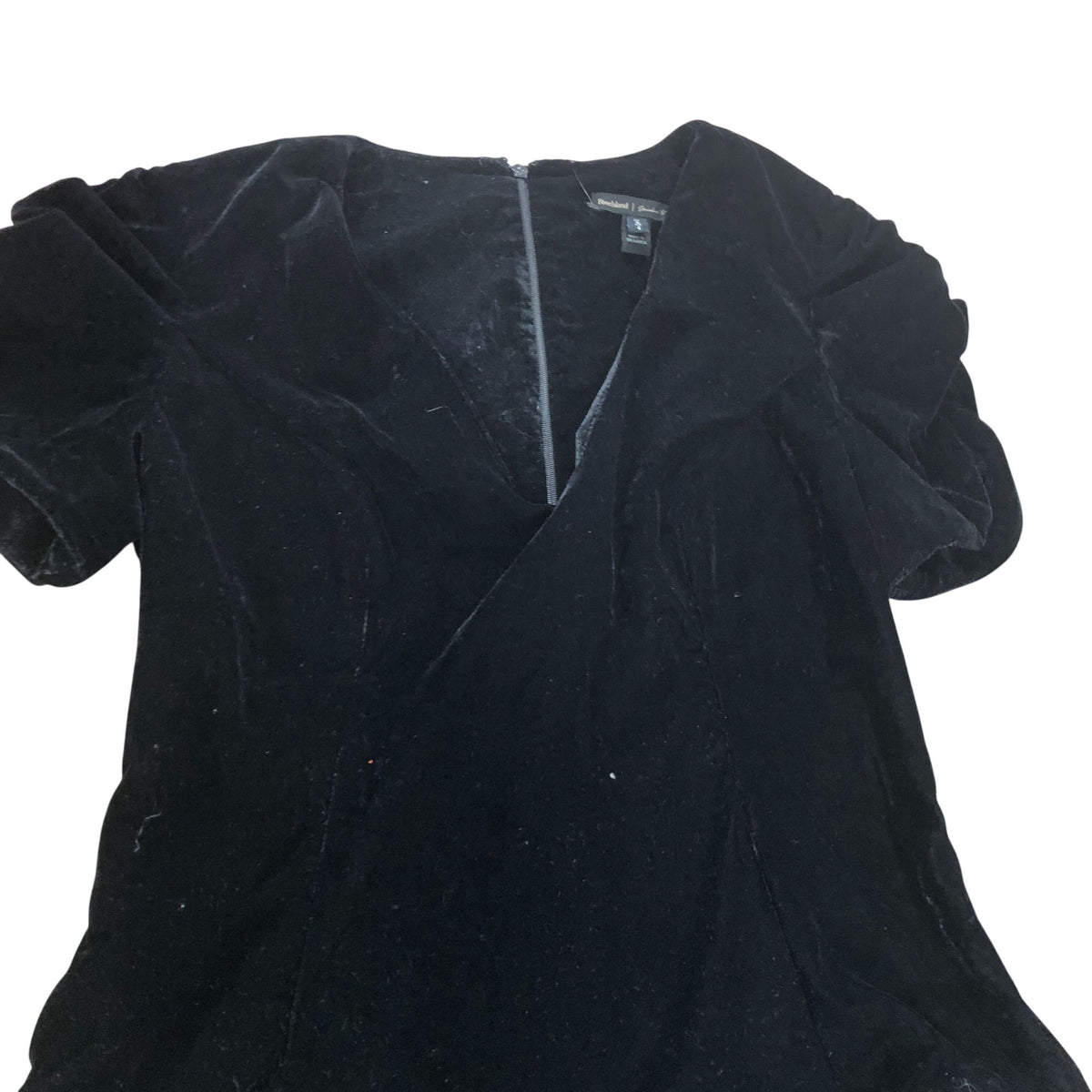 River Island Black Velvet Flared Dress UK8 Women's Short Sleeve