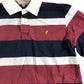 ONFIRE Long Sleeve Polo Shirt Men's Cotton Striped Red White Navy Size Medium