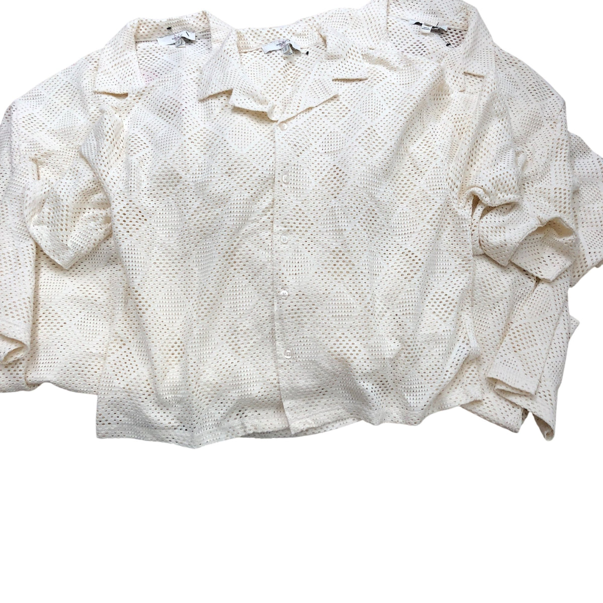 River Island Men's Size XL Short Sleeve Shirt Cream Cutout Design Pack of 10