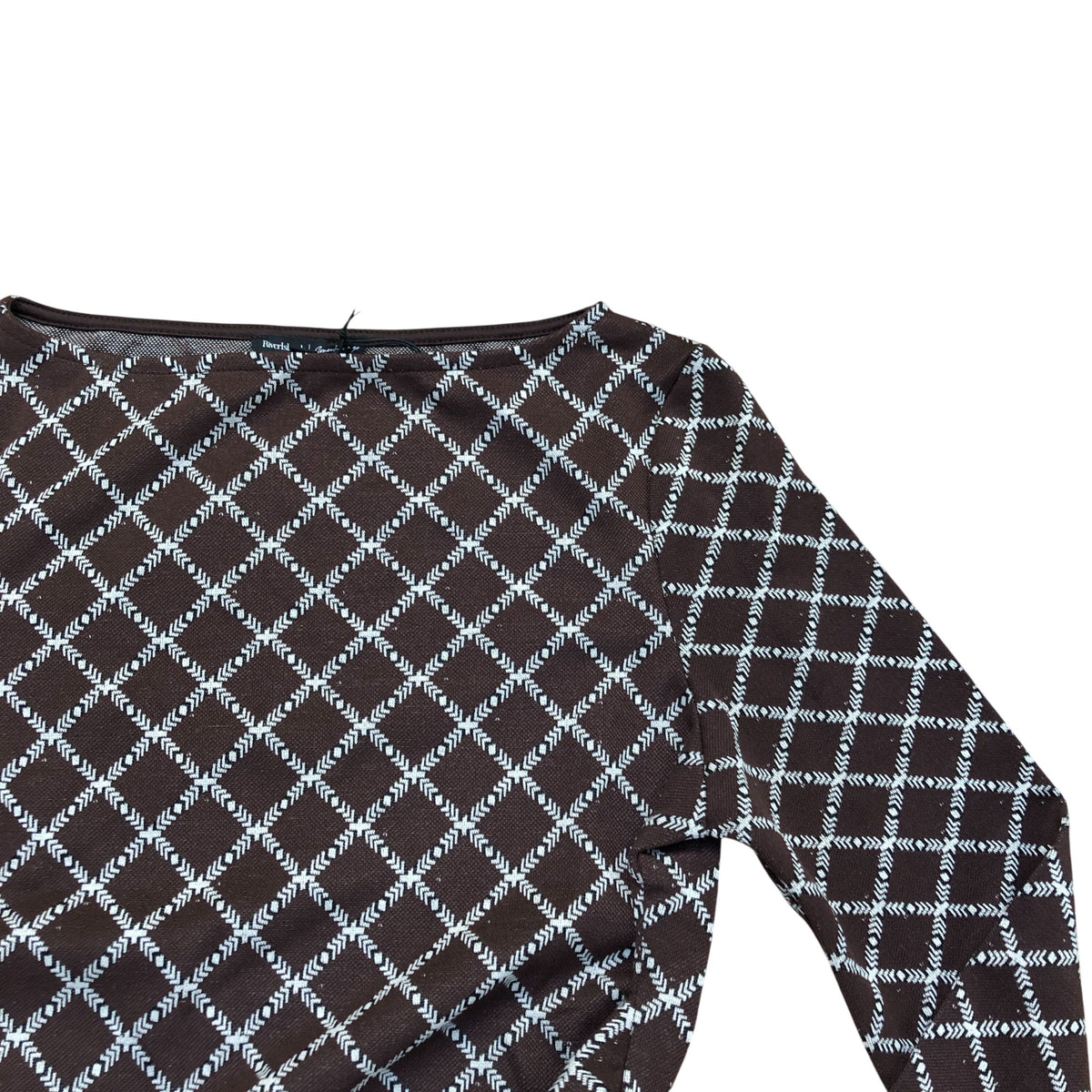 River Island Long Sleeve Wrap Top Size Brown Diamond Pattern