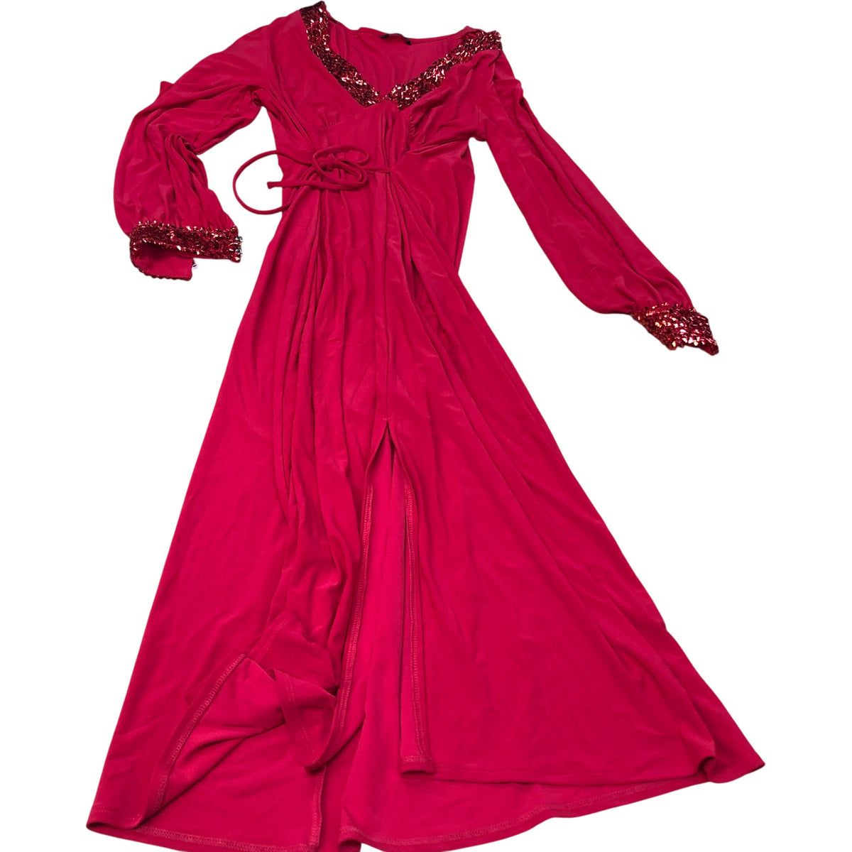 Roman Red Long Sleeve Sequin Dress Size 14 Women's Elegant Evening Wear