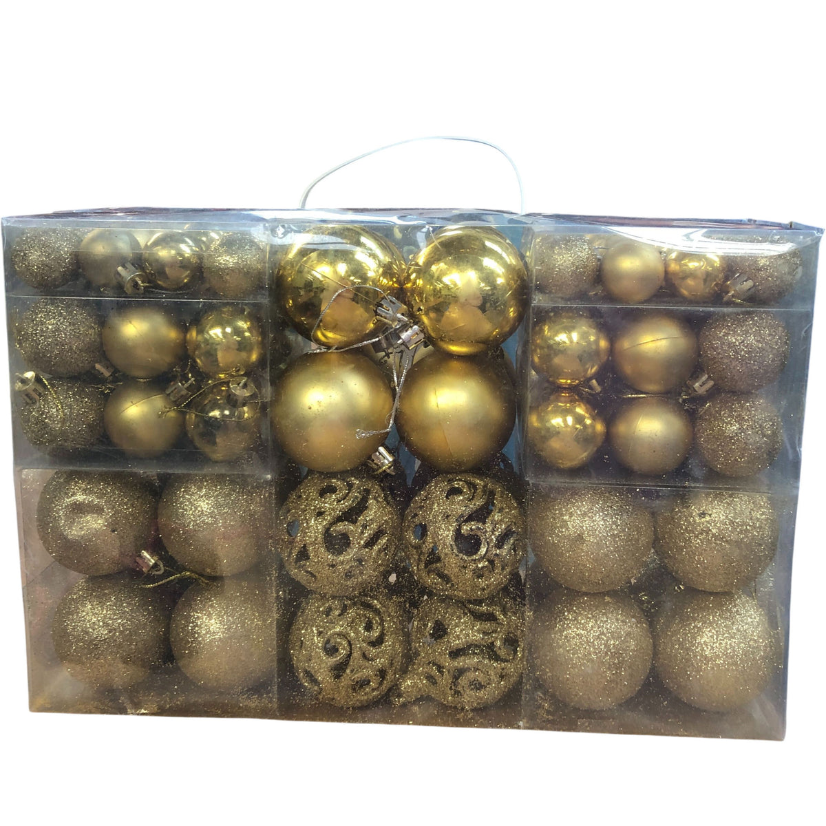Golden Christmas Ornament Decorations Set 100 Pieces Ball Bundle