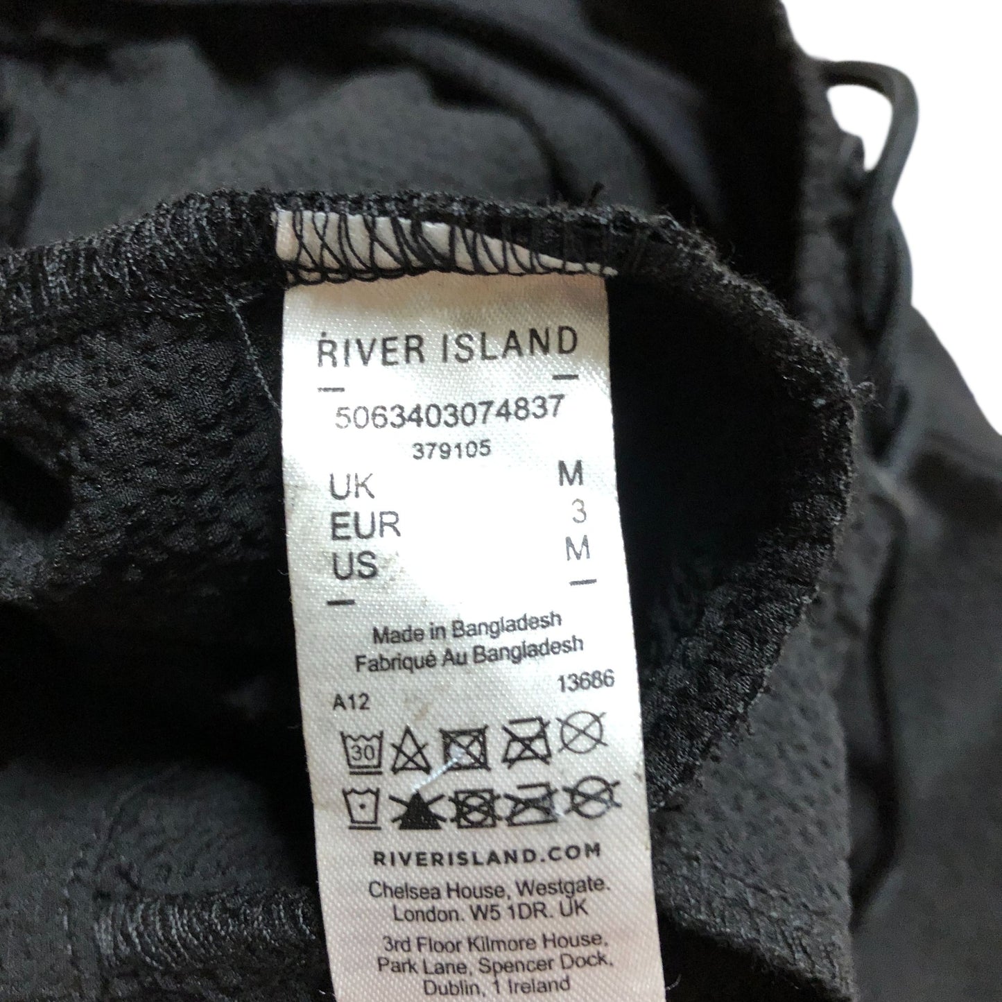 River Island Poolside Swim Shorts M Men's Black Quick Dry Material