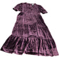 Velvet Dress UK14 Women's Plum V Neck Short Sleeve