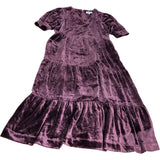 Velvet Dress UK14 Women's Plum V Neck Short Sleeve