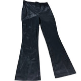 River Island Black Flared Trousers UK12 Women's Faux Leather High Waisted