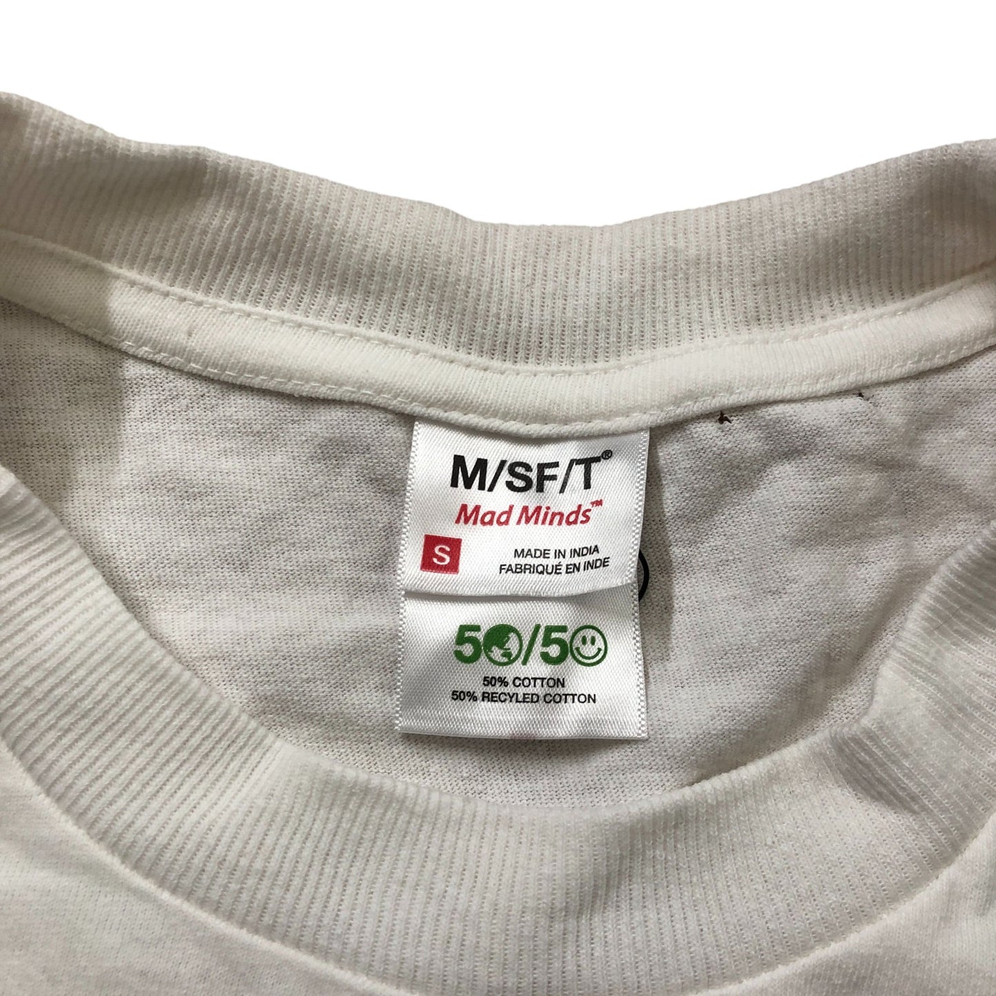 Mad Minds Long Sleeve T Shirt Size S Men's Graphic Print White Cotton Top