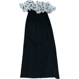 River Island Black Bardot Maxi Dress Women's Ruffled Polka Dot Medium